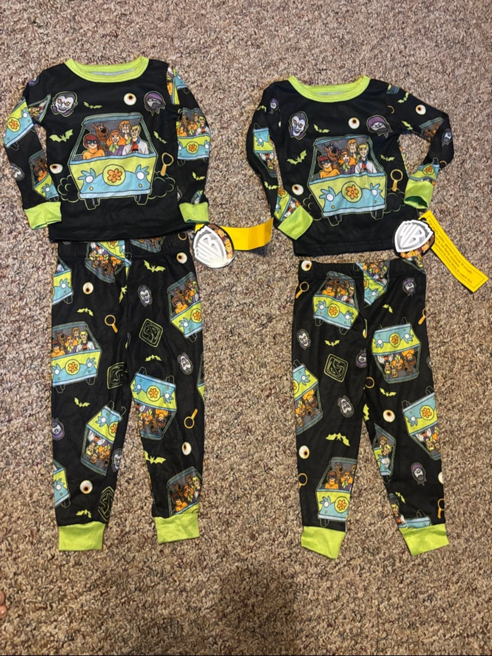 Bundle Set of 2 New pairs of Scooby Doo Pajamas PJs 2T Youth Boys Girls